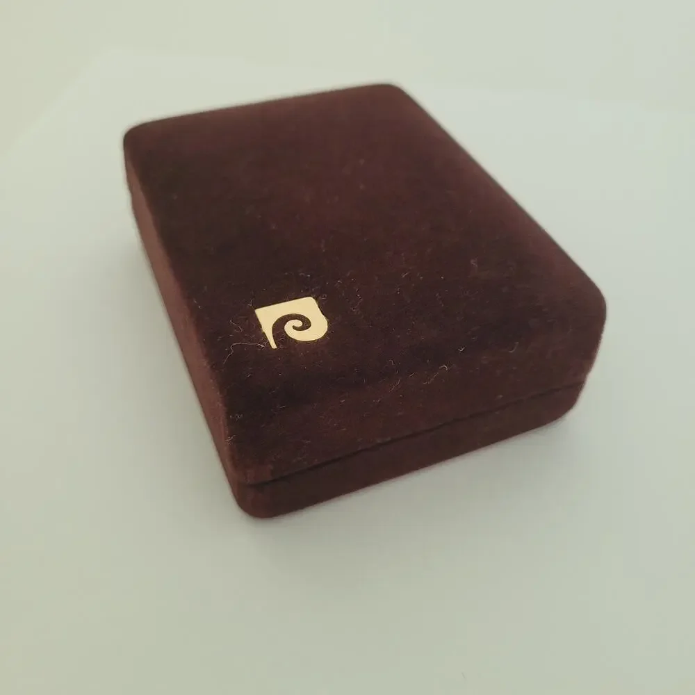 Pierre Cardin Cufflinks Gold Tone‎ Logo Oval Geometric Logo Vintage Retro Box